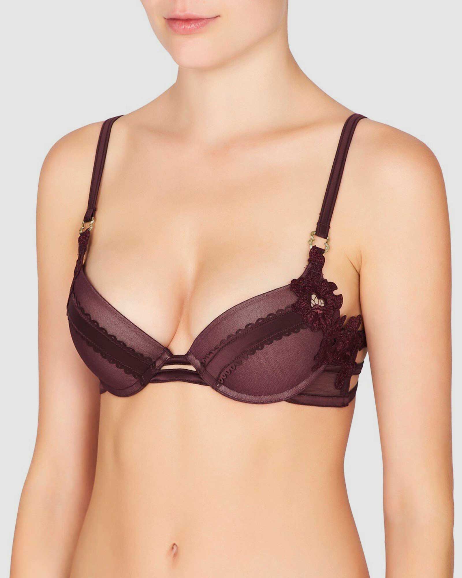 Lily | Plunge Push Up Bra | Black Cherry