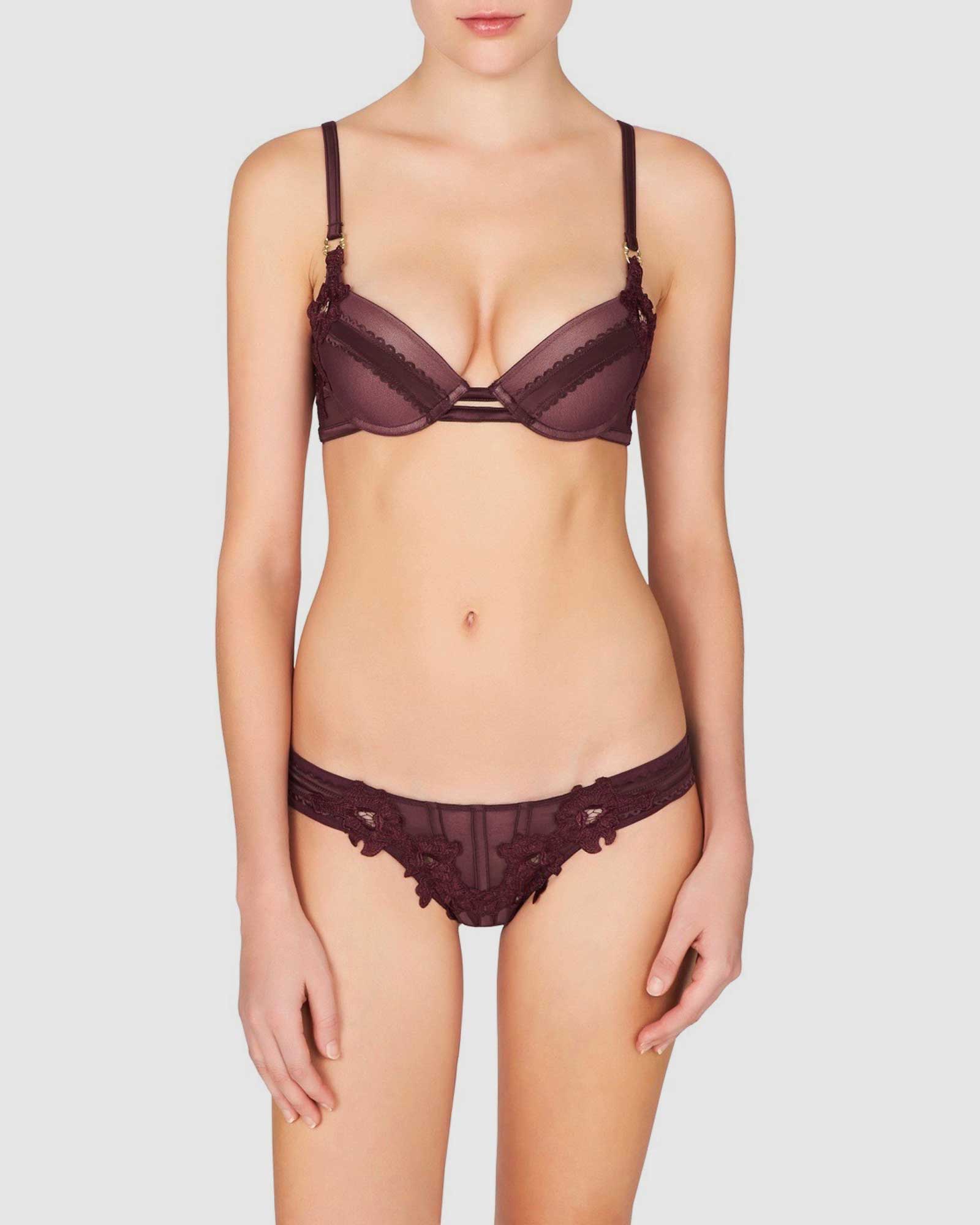 Lily | Plunge Push Up Bra | Black Cherry